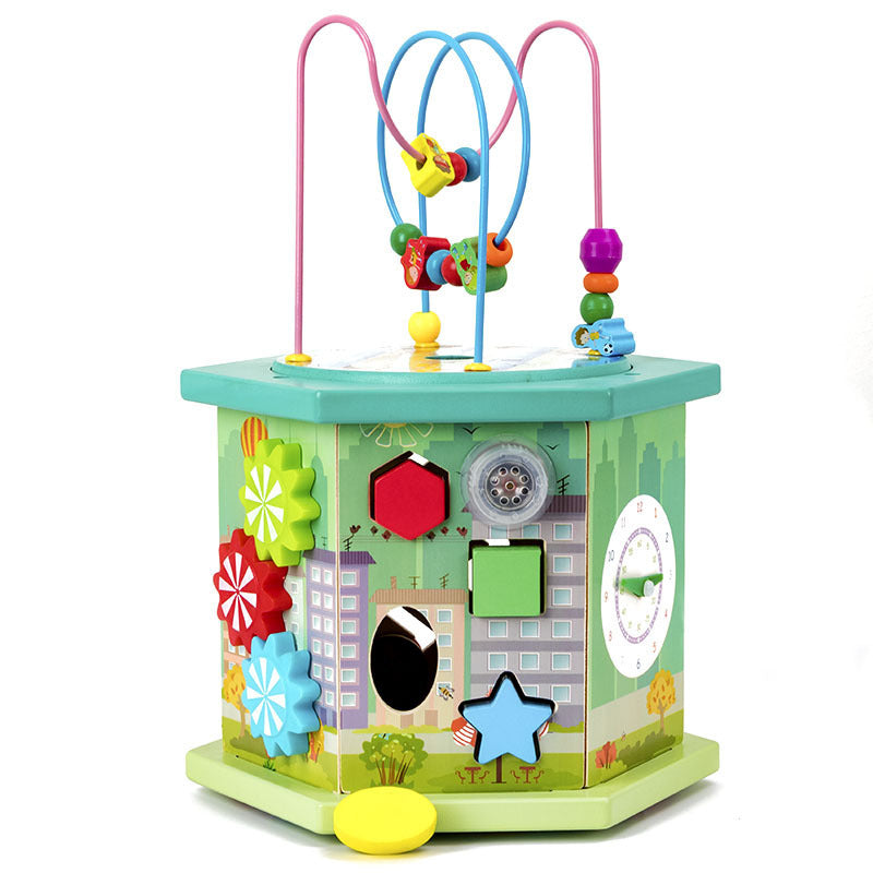 Eight-sided Round Bead String Jewelry Box Baby Developmental Educational Toys
