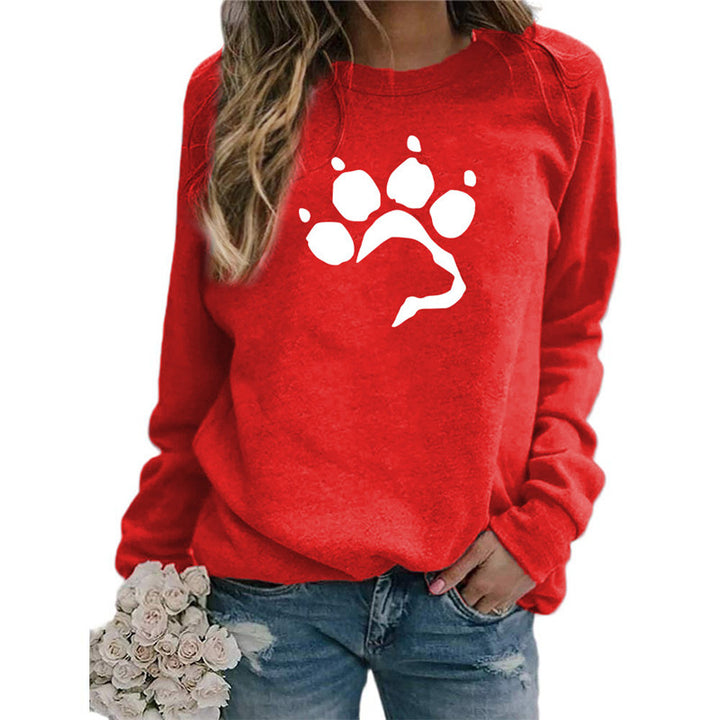 Love Dog Foot Print Crew Neck Sweater