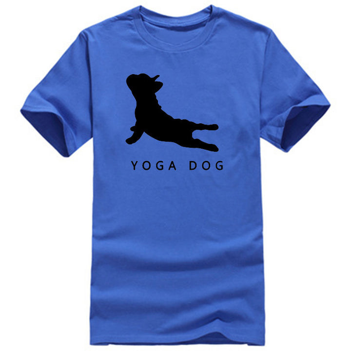 YOGA DOG Letter Crew Neck Short Sleeve Wide T-shirt