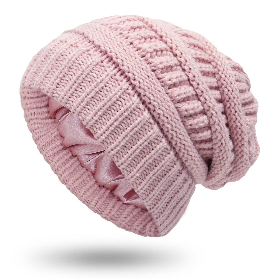 Hats Women's Protective Hairstyles, Warm Woolen Knit Satin Hats