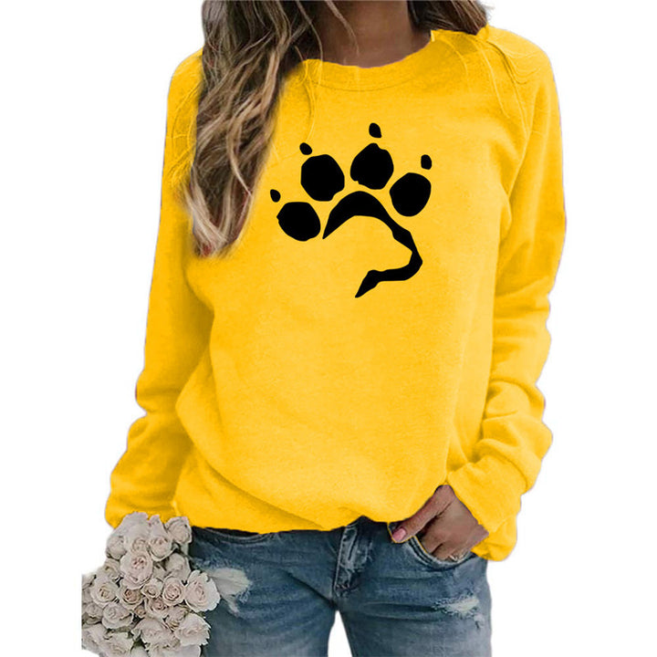 Love Dog Foot Print Crew Neck Sweater