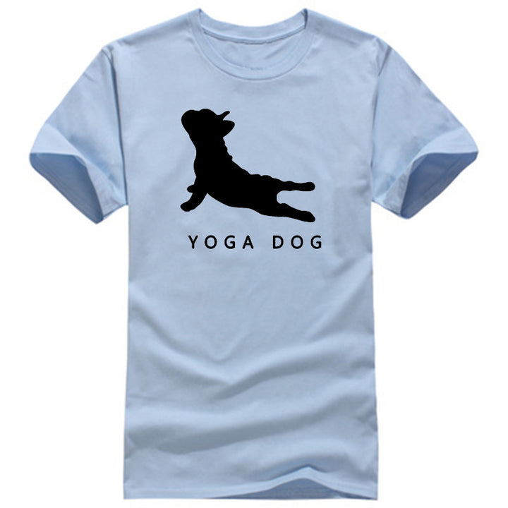 YOGA DOG Letter Crew Neck Short Sleeve Wide T-shirt