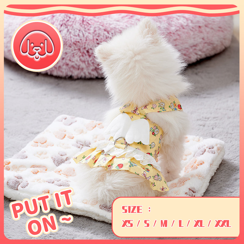 Dog Clothes Harness Dress Leash Set Cute Puppy Dresses With Angel Wings Fashion Outfit Clothing Chihuahua Clothes Pet Harness