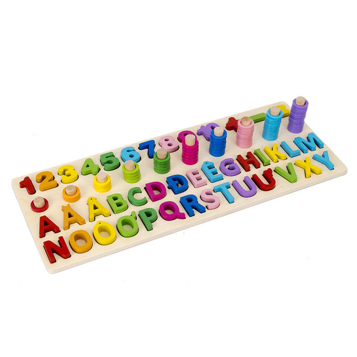 Wooden Three-in-one Digital Board Digital Shape Matching Letter Cognitive Toy