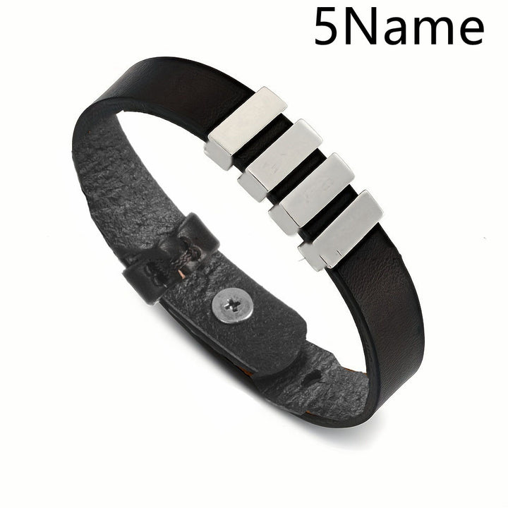 Men's Leather Name Bracelet