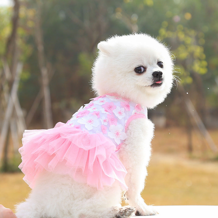 Pet Dog Skirt Pet Supplies Peach Blossom Skirt Cotton