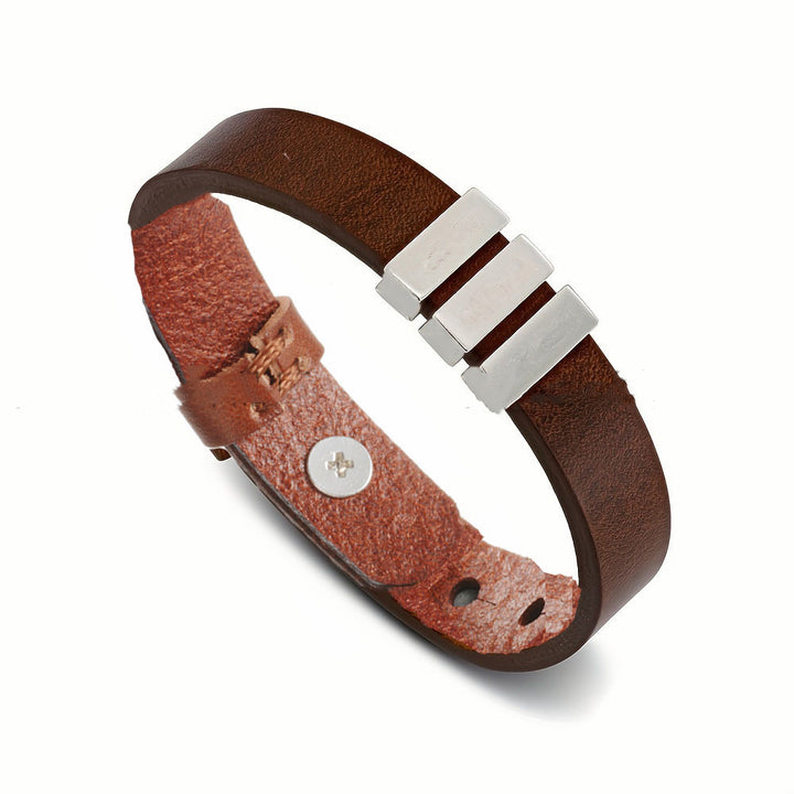 Men's Leather Name Bracelet