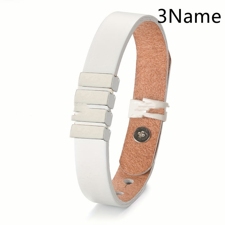 Men's Leather Name Bracelet