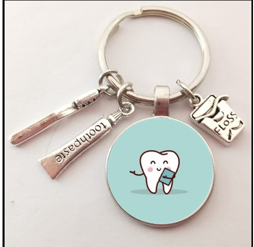 Creative Cute Keychain Tooth Glass Personality Pendant