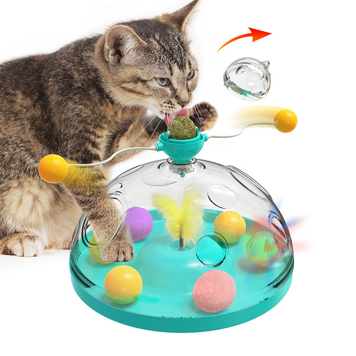 Meows Windmill Funny Cat Toys Interactive Multifunctional Turntable Pet Educational Toys With Catnip Luminous Ball Pinwheel Toys Pet Products