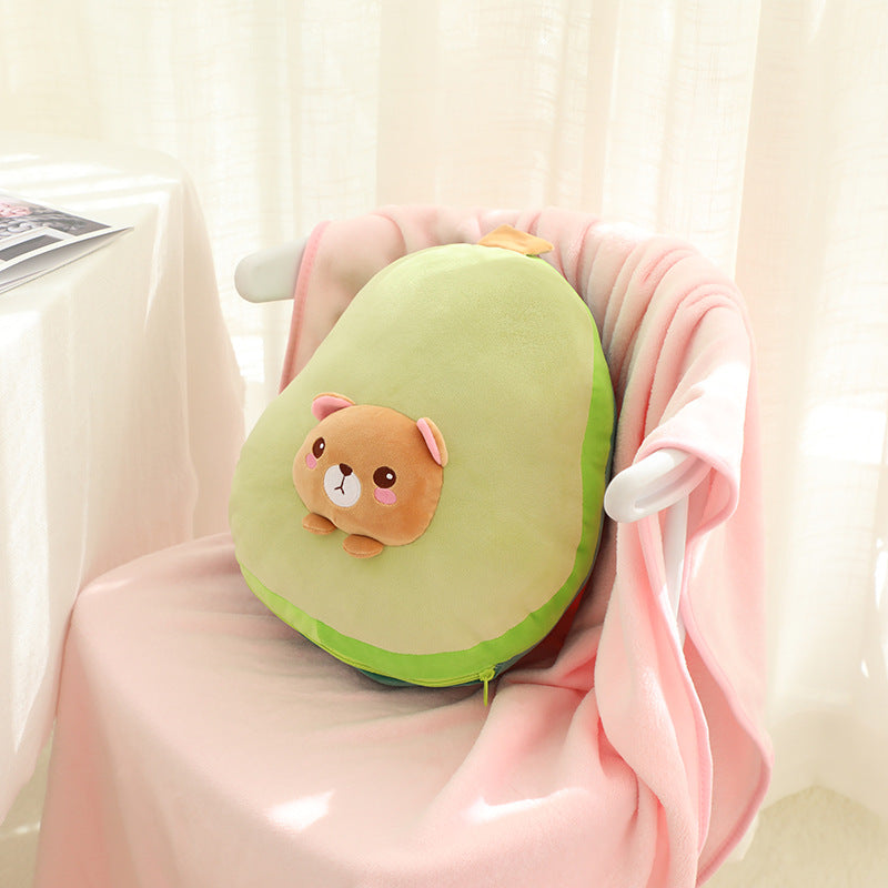 Avocado, Banana Fruit Plush Pillow