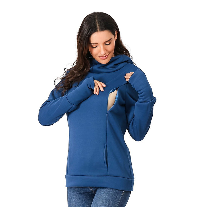 Pregnant women thick hooded sweater