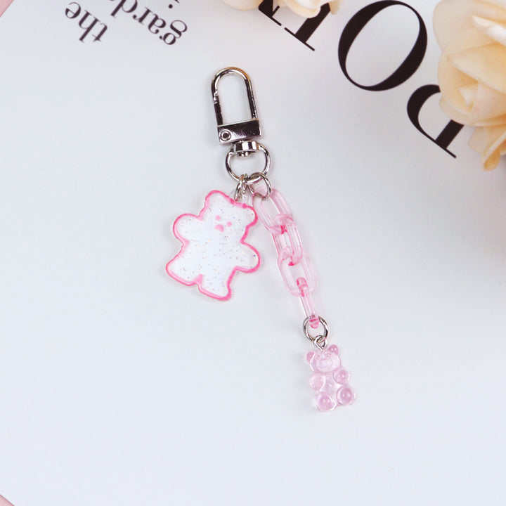 Acrylic Bear Headphone Accessories Keychain Girl Heart