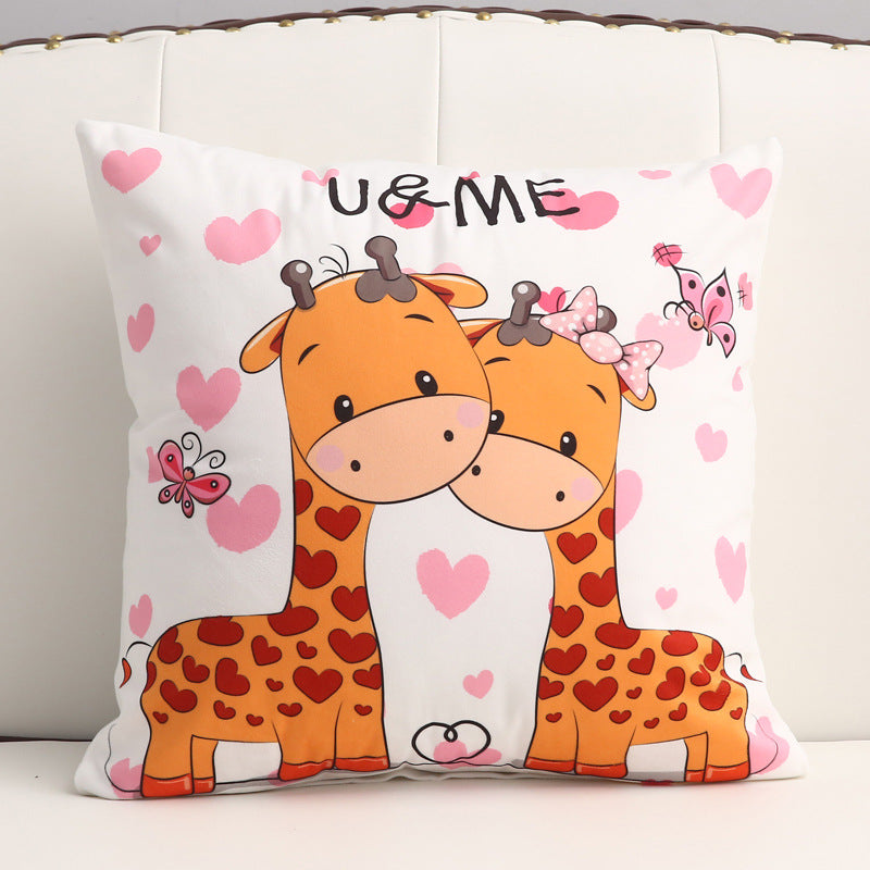 Cartoon short plush pillow