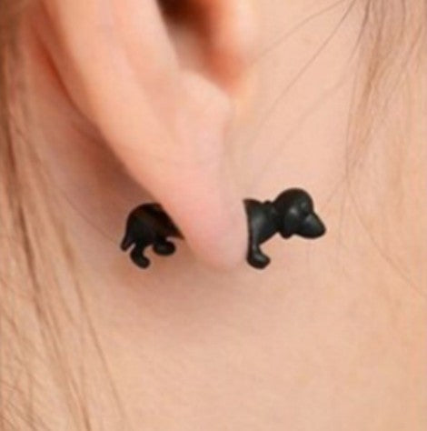 1Pair Punk Jewelry Pet 3D Animal Dachshund Dog Earrings for Men and Women
