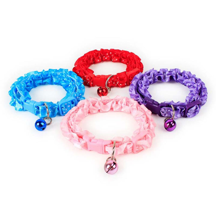 Cute Lace Sweet Pet Collar Necklace Dog Cat Collar With Bell