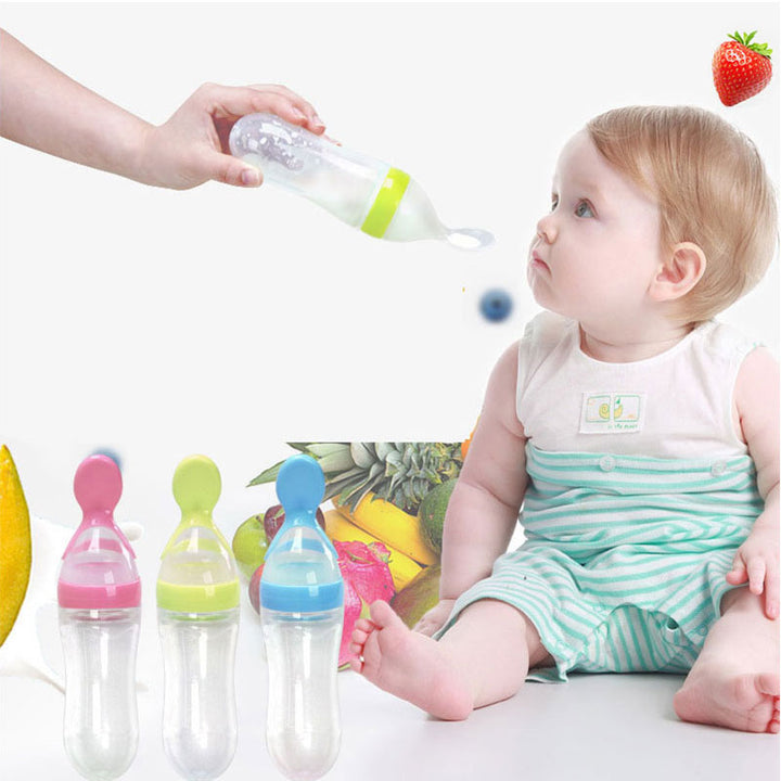 Baby Silicone Squeeze Training Feeding Bottle