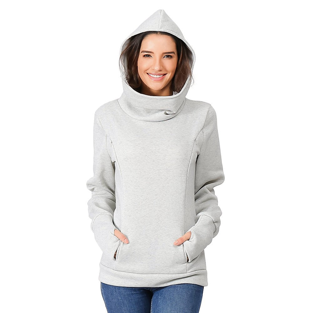 Pregnant women thick hooded sweater