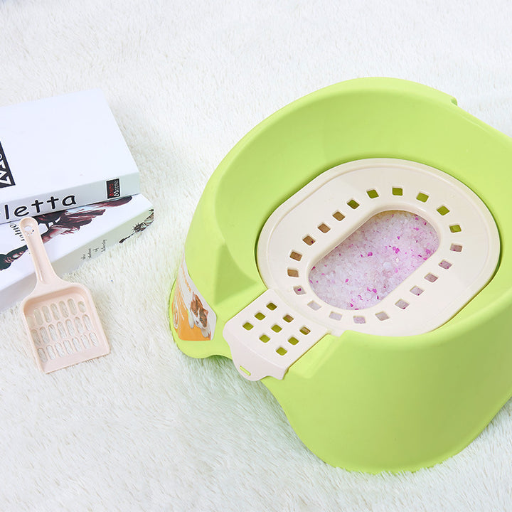 Spillproof Cat Litter Pan Semi-enclosed Oversize  Cat Toilet