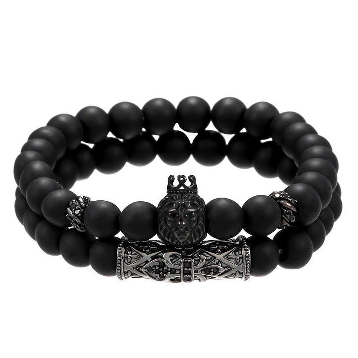 Lion Bracelet Jewellery Stone-Beads Black Onyx Handmade Women Charm Pulseras for Mujer