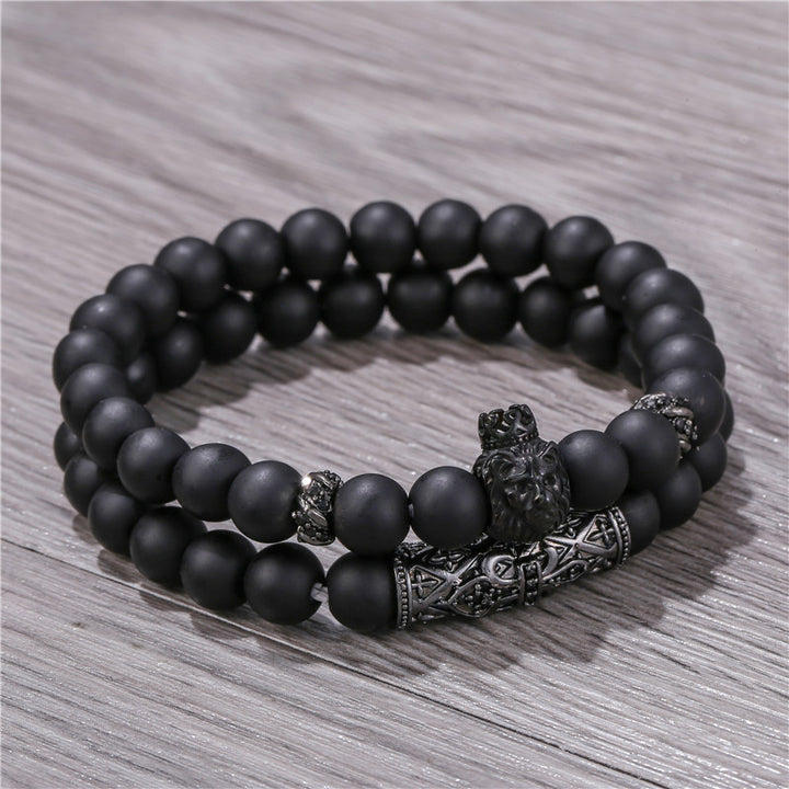 Lion Bracelet Jewellery Stone-Beads Black Onyx Handmade Women Charm Pulseras for Mujer