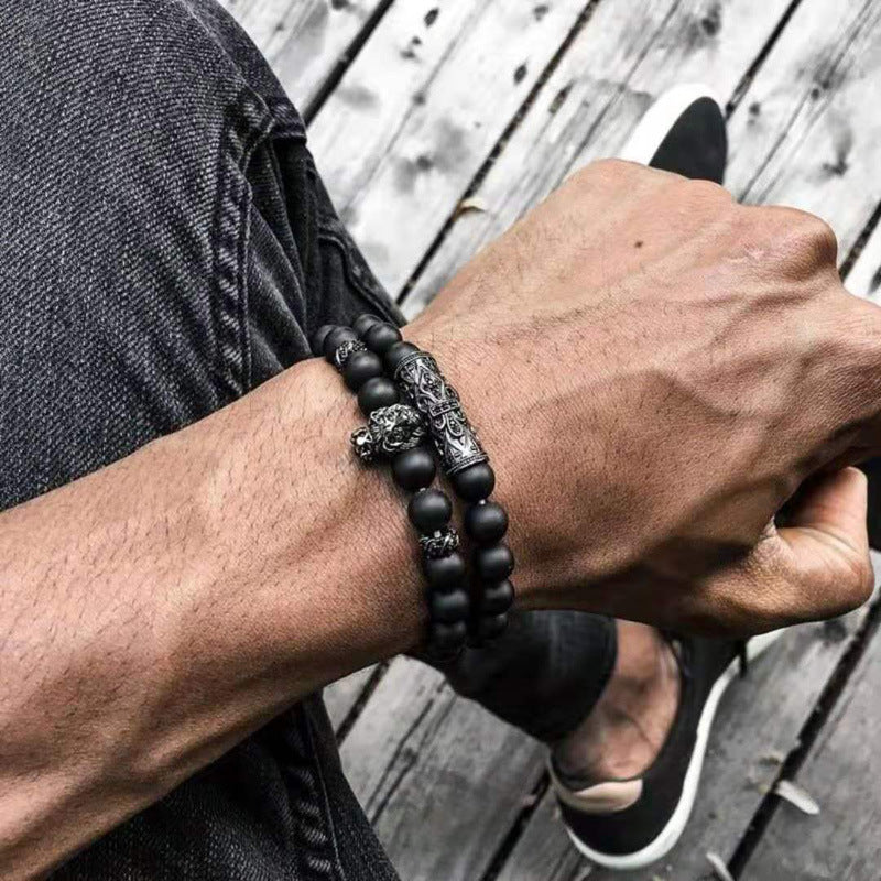 Lion Bracelet Jewellery Stone-Beads Black Onyx Handmade Women Charm Pulseras for Mujer