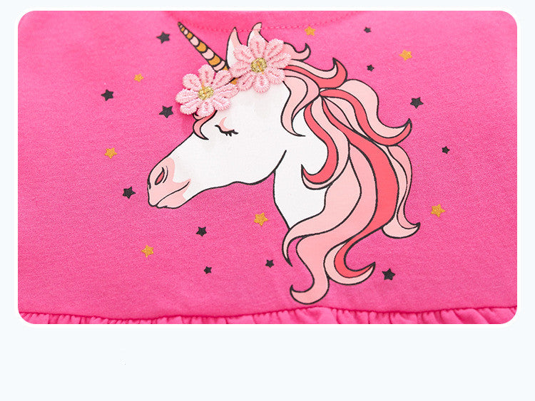 Girl Unicorn Short Sleeve Dress