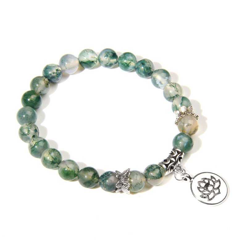 Crystal Lotus Pendant Gemstone Bead Bracelet