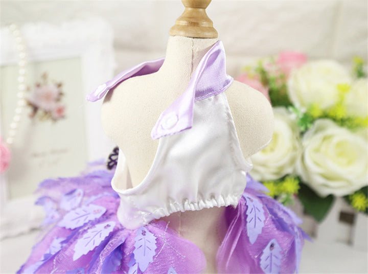 Dog Wedding Dress Shiny Tree Leaf Dress Red Big Purple Dress