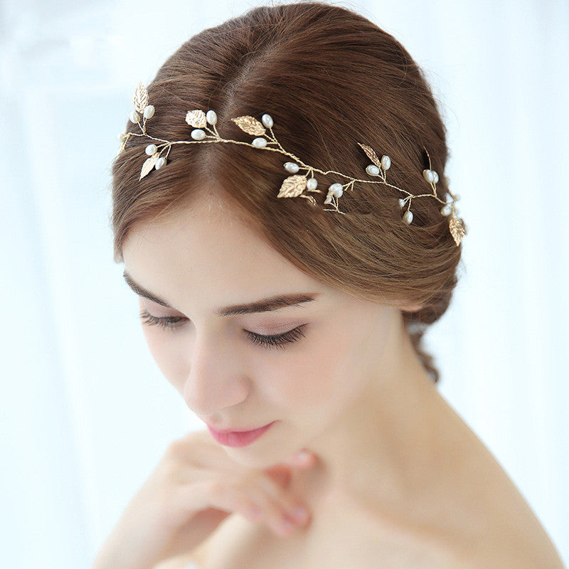 Bridal Headgear Golden Leaves European And American Wedding Headband