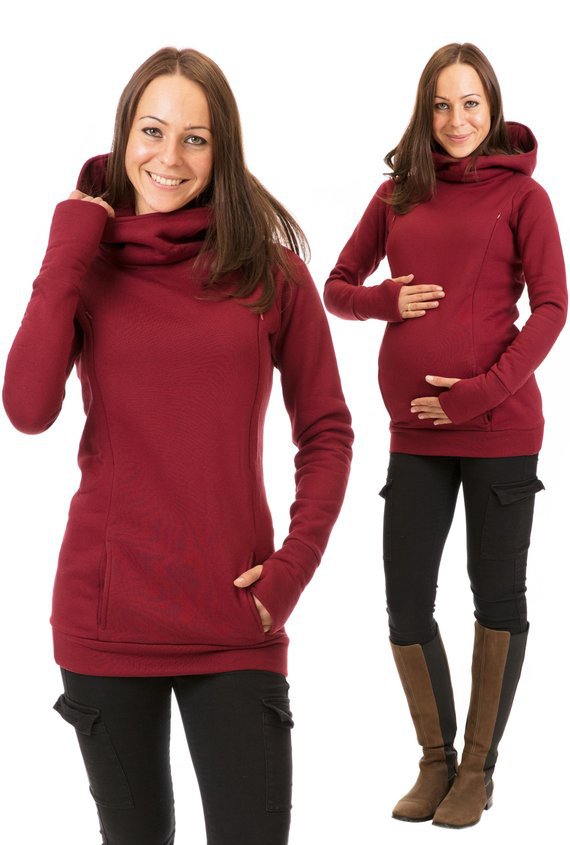 Pregnant women thick hooded sweater