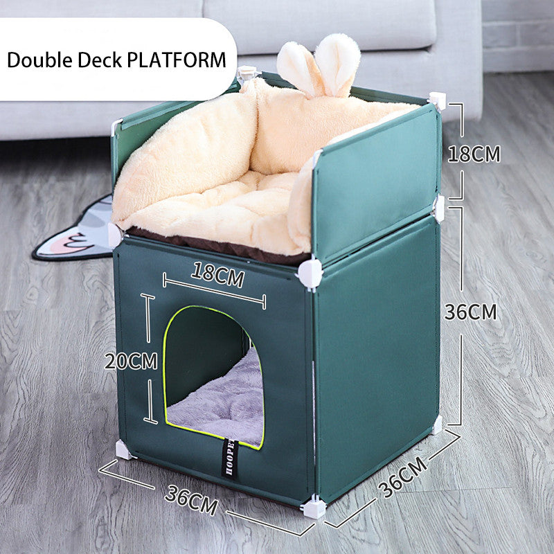 Warm Cat House Double Cat Villa Fully Enclosed