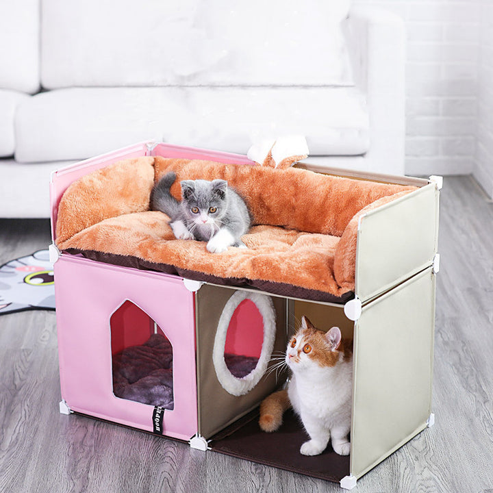 Warm Cat House Double Cat Villa Fully Enclosed