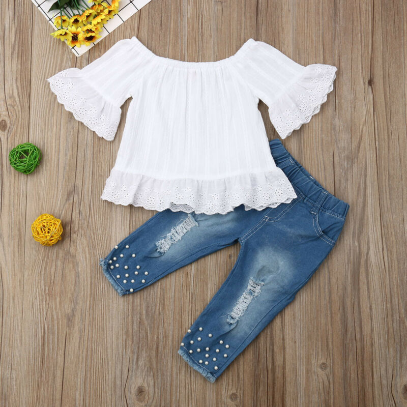 Girl Kids Shirt + Short Two-piece Suit
