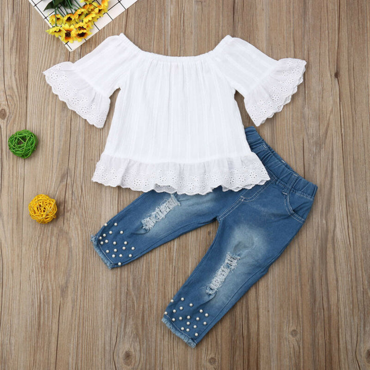 Girl Kids Shirt + Short Two-piece Suit