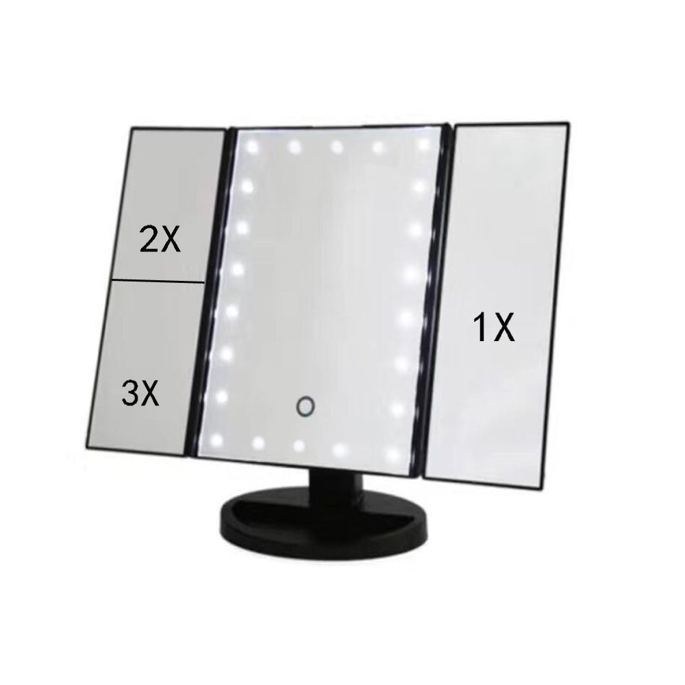 24 LED Magnifying Lighted Cosmetic Makeup Mirror Tabletop Tri-fold Touch Screen Mirror Touch Screen