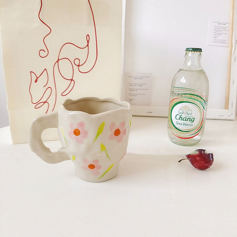 CuteLife Nordic White Flower Ceramic Coffee Cup Kitchen Milk Tea