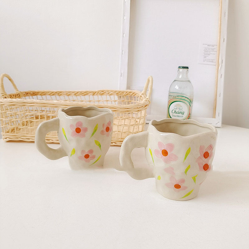 CuteLife Nordic White Flower Ceramic Coffee Cup Kitchen Milk Tea