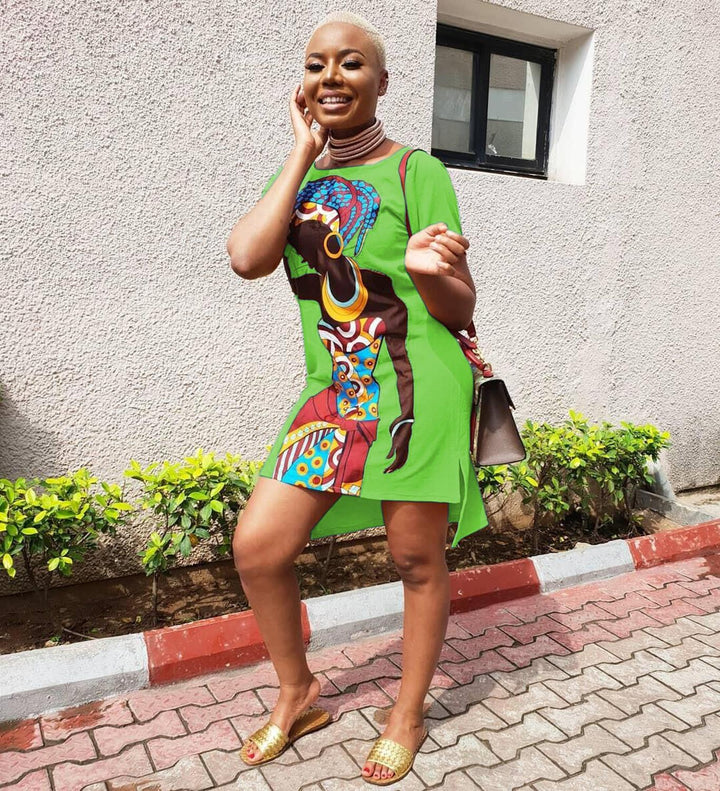 African Girl Print Casual Dress