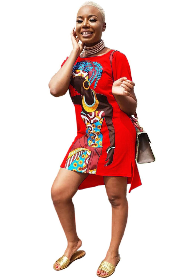 African Girl Print Casual Dress
