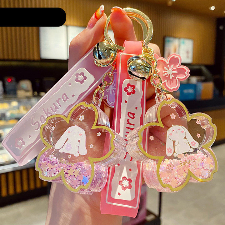Cartoon Acrylic Oiled Dream Sakura Bunny Keychain