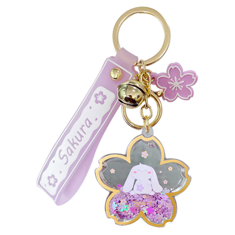 Cartoon Acrylic Oiled Dream Sakura Bunny Keychain