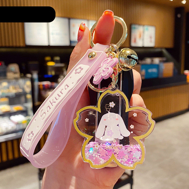 Cartoon Acrylic Oiled Dream Sakura Bunny Keychain