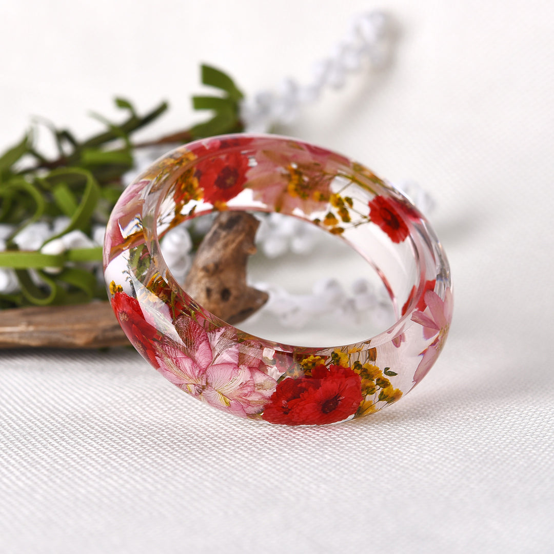 Personality Epoxy Resin Crystal AB Glue Dried Flower Bracelet