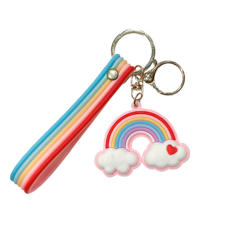 Creative Simple Rainbow Keychain Cloud Girl Heart Pendant