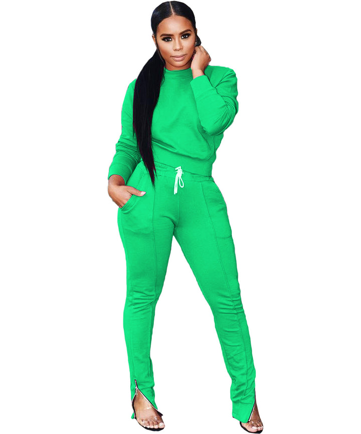 Fashion leisure sports foot zipper suit