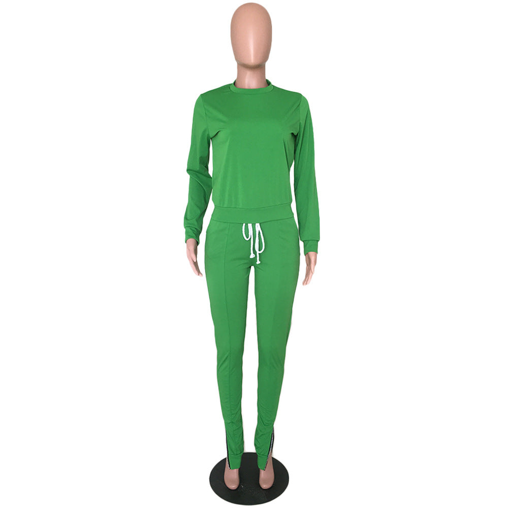 Fashion leisure sports foot zipper suit