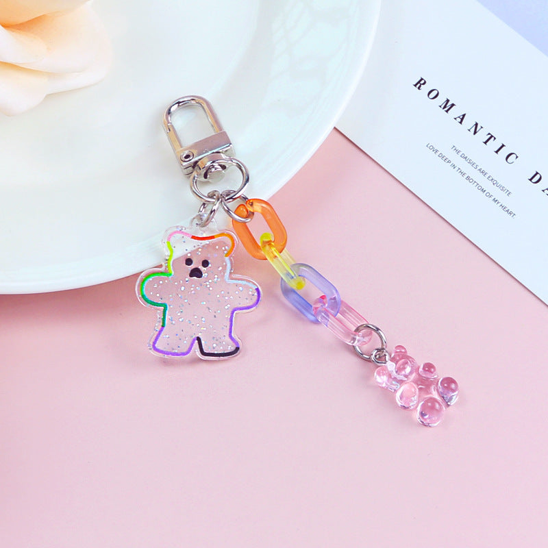 Acrylic Bear Headphone Accessories Keychain Girl Heart