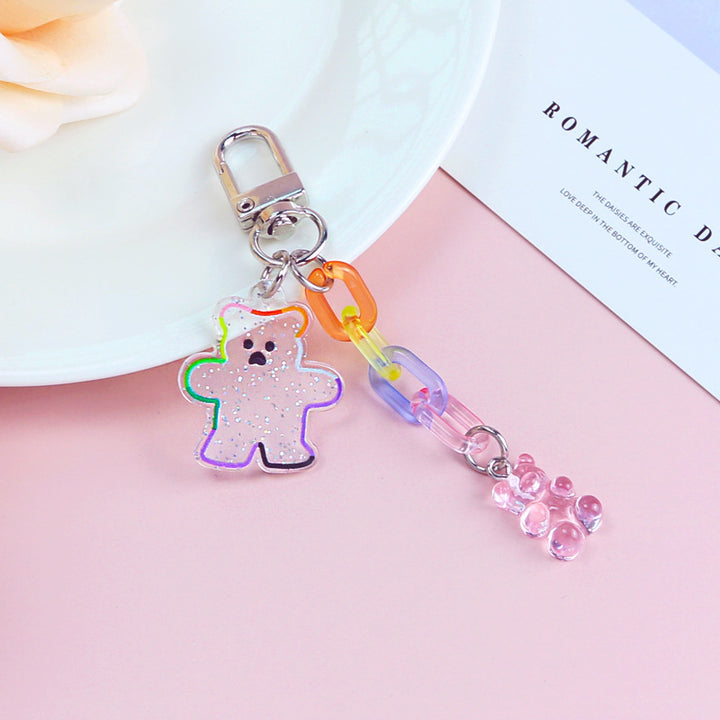 Acrylic Bear Headphone Accessories Keychain Girl Heart