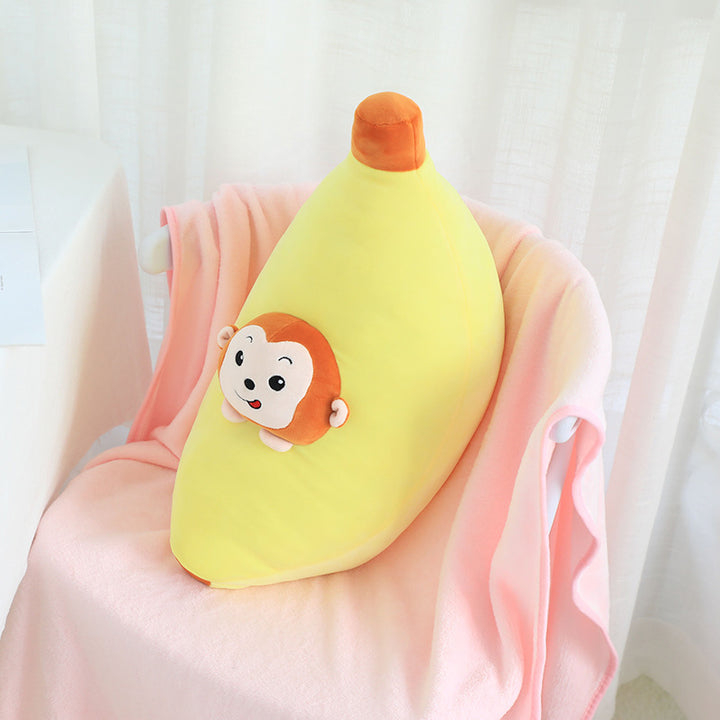 Avocado, Banana Fruit Plush Pillow